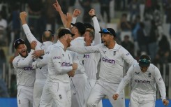 England's players celebrate after winning the first Test in Rawalpindi. The second Test in Multan starting Friday promises a different challenge