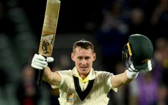 Australia's Marnus Labuschagne celebrates his century against the West Indies