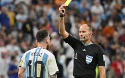 Lionel Messi was shown a yellow card for dissent, having earlier avoided a possible booking for handball