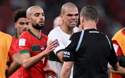 Pepe (C) was unhappy at the appointment of a referee from Argentina for Portugal's World Cup quarter-final loss to Morocco