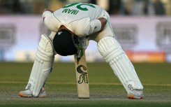 Pakistan's Imam-ul-Haq reacts after his dismissal in Multan