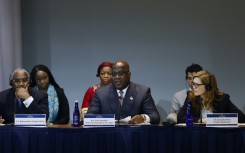 Democratic Republic of the Congo President Felix Tshisekedi speaks an event on climate change at the US-Africa Leaders Summit