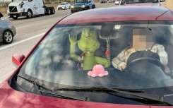 Arizona police fined a driver for using a restricted carpool lane with an inflatable Grinch in the passenger seat 