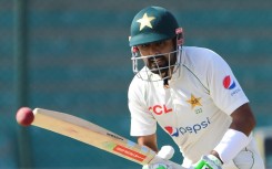Pakistan's Babar Azam plays a ball during third Test against England in Karachi