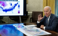 President Joe Biden speaks during a White House briefing on the winter storm system traversing the United States 