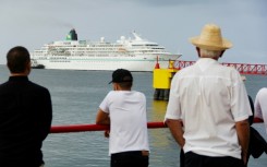 The Amadea cruise ship leaves Venezuela's Isla Margarita bound for Bonaire and Aruba