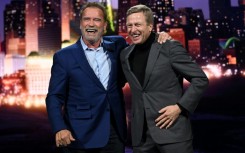 Actor and former California governor Arnold Schwarzenegger with BMW boss Oliver Zipse at the CES consumer electronics show in Las Vegas