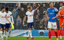 Harry Kane celebrates after scoring for Tottenham against Portsmouth in the FA Cup third round