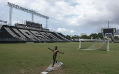 Statue of former Brazilian football star Roberto Dinamite at Vasco da Gama's stadium in Rio de Janeiro