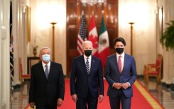 US President Joe Biden, Canadian Prime Minister Justin Trudeau and Mexican President Andres Manuel Lopez Obrador at their last North American leaders summit in Washington in 2021