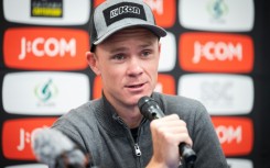 Chris Froome speaking at the Saitama Criterium in November in Japan