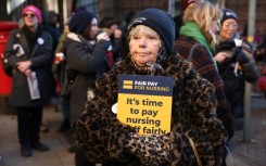A nursing strike in London in December. A new two-day walkout by nursing staff over pay began Wednesday