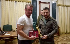 Sean Penn, left, with Ukraine's President Volodymyr Zelensky. The actor was in Kyiv when Russia invaded Ukraine