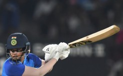 India's Shafali Verma plays a shot against Australia in Mumbai