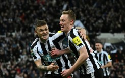 Newcastle's Sean Longstaff (R) celebrates scoring against Southampton