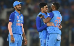 Hardik Pandya (R) took four wickets as New Zealand collapsed to a crushing defeat