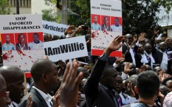 Anger: Hundreds of lawyers marched in Nairobi in July 2016 to protest at the killings