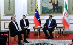 Venezuelan President Nicolas Maduro (R) meets with Iranian Foreign Minister Hossein Amir-Abdollahian (L) at the presidential palace in Caracas on February 3, 2023  