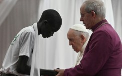 Pope Francis and Archbishop of Canterbury Justin Welby on a visit to South Sudan last weekend
