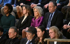 First Lady Jill Biden and Second Gentleman Doug Emhoff, during the 2023 State of the Union address in Washington 