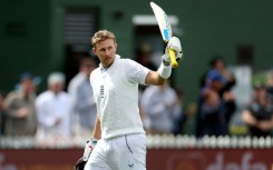 England's Joe Root celebrates 150 runs during day two of the second cricket Test match between New Zealand and England in Wellington