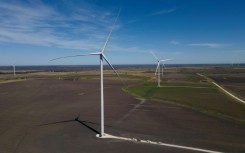 A new wind turbine installation near Dawson, Texas