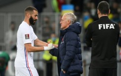 Karim Benzema (L) has called France head coach Didier Deschamps (C) a 'liar' after claims made about his fitness for the World Cup 