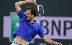 Slow burn: Danill Medvedev on the way to a third-round victory over Ilya Ivashka at Indian Wells