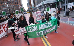 Protestors demonstrate for abortion rights in New York