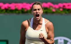 Overpowering: Aryna Sabalenka of Belarus celebrates a point in her quarter-final victory over American Coco Gauff at Indian Wells
