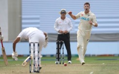New Zealand's Matt Henry appeals for a lbw call on Sri Lanka's captain Dimuth Karunaratne 