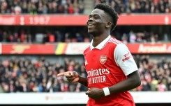 Arsenal's Bukayo Saka celebrates after scoring against Crystal Palace