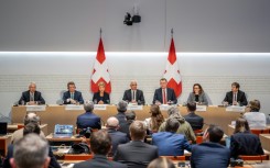 The takeover of Credit Suisse by UBS was announced at a press conference in Bern
