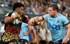 Michael Hooper (R) became the most capped backrower for the NSW Waratahs