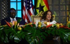 US Vice President Kamala Harris attended a state dinner with Ghana's Vice President Mahamudu Bawumia in Accra, part of her three-nation African trip