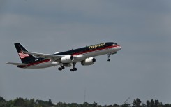 Donald Trump flew from Florida to New York on board his private Boeing 757, emblazoned with his name on the fuselage