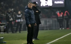 PSG coach Christophe Galtier looks on during his team's defeat by Lyon on Sunday
