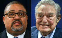 Billionaire George Soros (R) has been accused by Donald Trump and his supporters of funding and influencing Manhattan District Attorney Alvin Bragg (L)