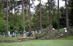 Two pine trees fell near the 17th hole during the second round of the 87th Masters on Friday at Augusta National