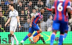Crystal Palace's Jordan Ayew (C) scored twice in the win at Leeds