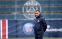 PSG coach Christophe Galtier pictured at the club's training ground on Friday