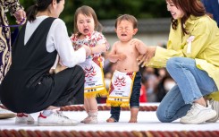 The 'crying baby sumo' ritual returned to Sensoji Temple for the first time since the Covi-19 pandemic