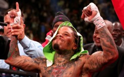 American Gervonta Davis celebrates his seventh-round knockout of Ryan Garcia in a marquee boxing bout in Las Vegas, Nevada