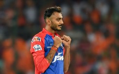 Delhi Capitals' Axar Patel celebrates after dismissing Sunrisers Hyderabad's Mayank Agarwal