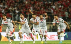 Wydad Casablanca players celebrate reaching the CAF Champions League semi-finals.