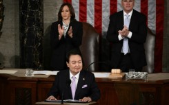 South Korean President Yoon Suk Yeol addresses a Joint Meeting of Congress in the House Chamber of the US Capitol in Washington, DC, on April 27, 2023