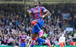 Crystal Palace's Wilfried Zaha celebrates after scoring against West Ham