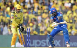 Mumbai Indians' Suryakumar Yadav (R) is bowled by Chennai Super Kings' Ravindra Jadeja (not pictured) 