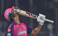 Record-breaker: Yashasvi Jaiswal celebrates after scoring his half-century 