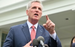 US House Speaker Kevin McCarthy speaks to members of the media following a meeting with US President Joe Biden at the White House in Washington, DC, on May 16, 2023